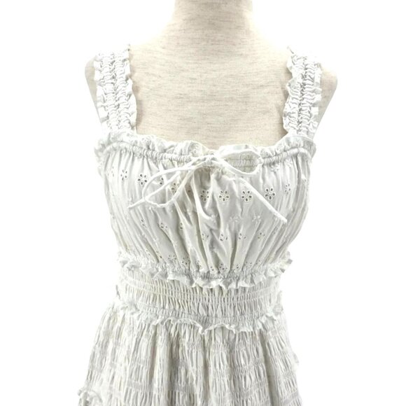 GAP X DOEN Womens Small Dress Eyelet Midi Embroidered White Square Neck Smock - Picture 3 of 9